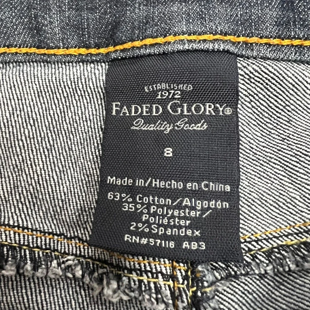 Faded Glory Womens Jeans Size 8‎ Dark Wash Straight Leg Cotton Blend Cropped